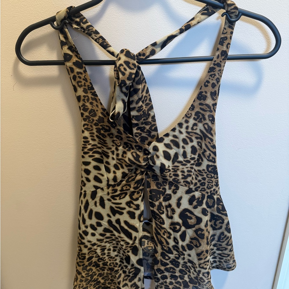 12th Tribe Animal Print Halter Tank Top